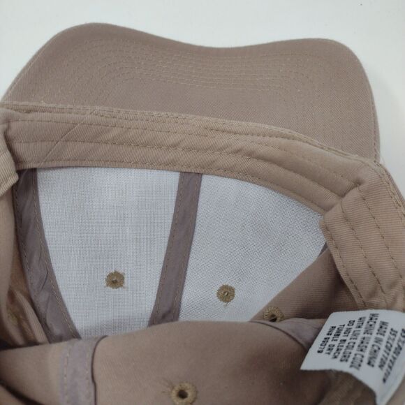 Big Custom Strapback Hat Tan One Size Adjustable Vented Holes 6 Panel Blank - Picture 7 of 9